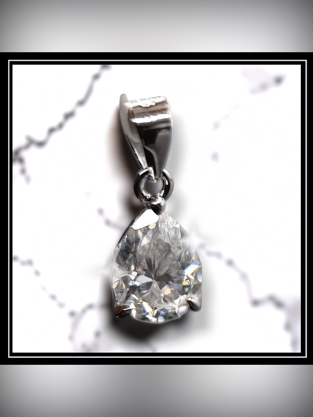 GRA Certified 1.25ct Pear Moissanite Pendant • D Color • Gift Ready